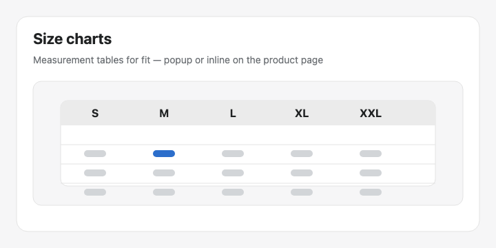 Example table type preview from the app